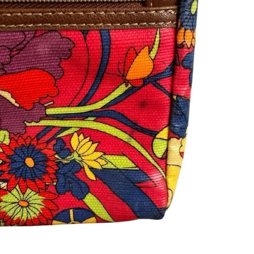 Sakroots Artists Circle Flower Power Coated Crossbody Purse Adjustable Strap